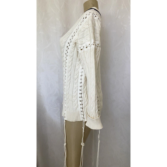 Alexander Wang Cricket Cable Knit Pullover Flights Lace Up Sweater White… - Picture 7 of 16